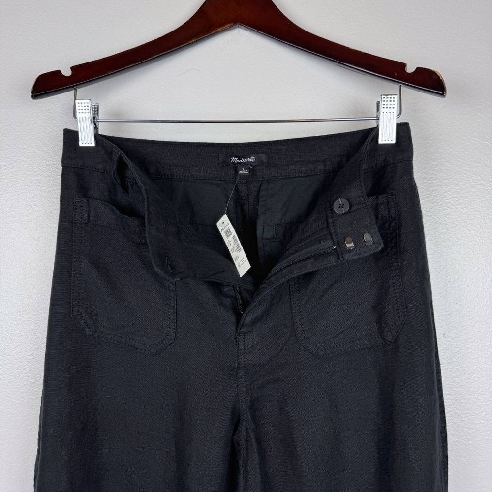 Madewell Patch Pocket Flare Pants 100% Linen Black Size 0/XS NWT - Picture 8 of 10